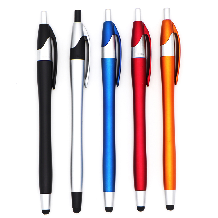 Touch screen plastic push rocket pen ballpoint pen